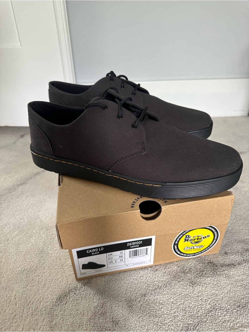 Dr. Martens Black Canvas Cairo Lo Low-Top Lace-Up Shoes